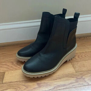 Nicole Miller Pocas Wedge Lug Platform Ankle Black Boot Women’s Size 9
